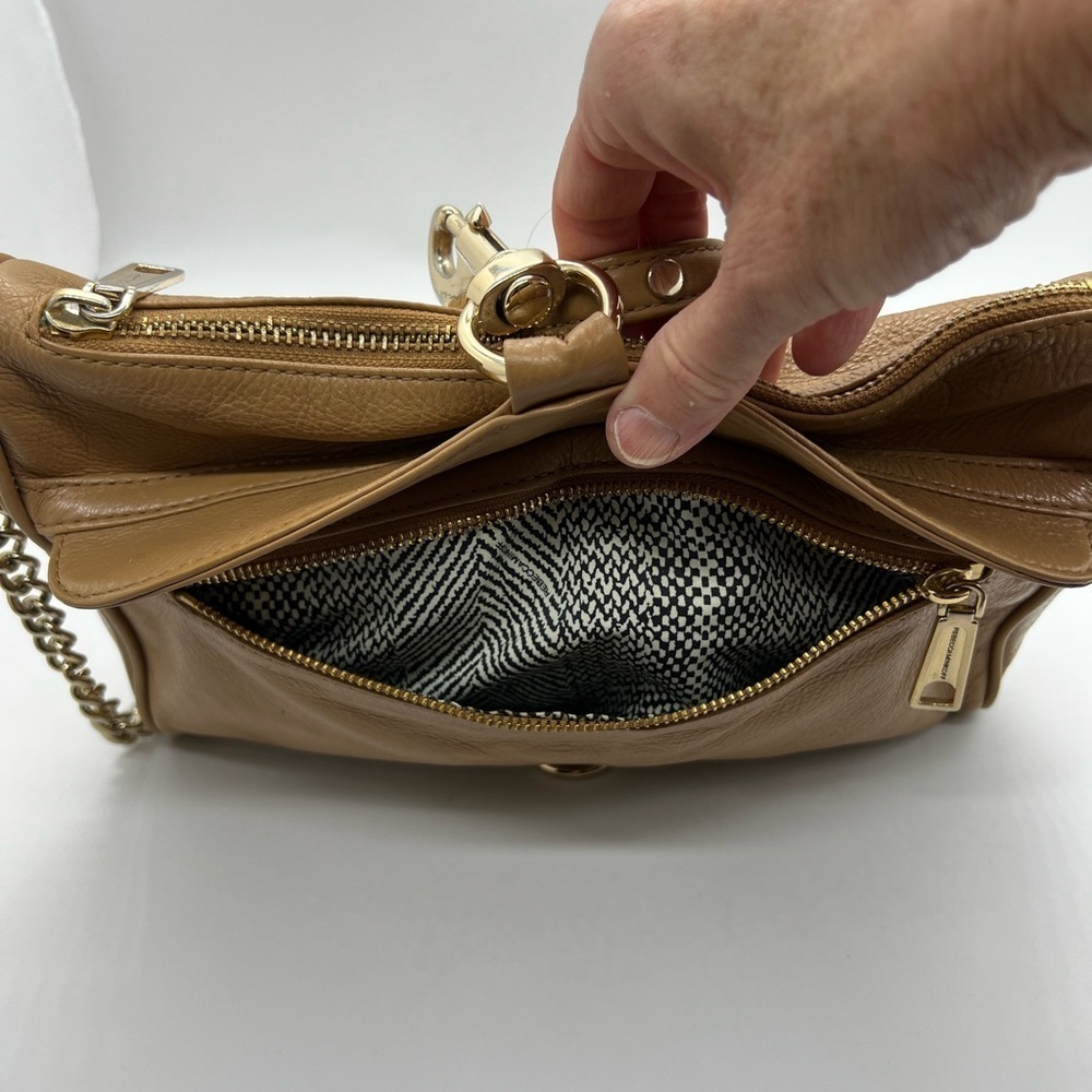 Rebecca Minkoff Tan Crossbody Bag with Sleek Design and Metal Strap - Picture 8 of 10